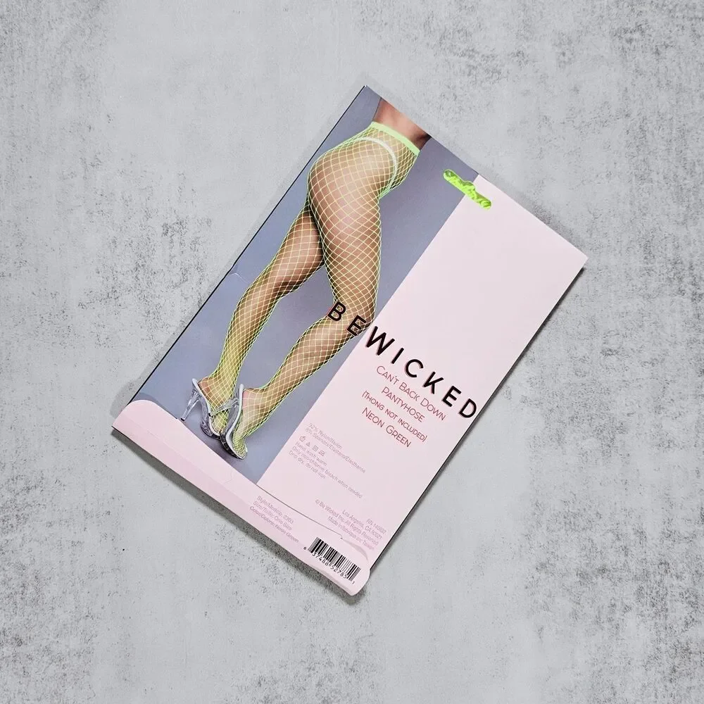 Be Wicked Neon Green High Waisted Fishnet Tights Pantyhose One Size